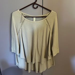 Beige -ish, Cream-ish lace back thermal.